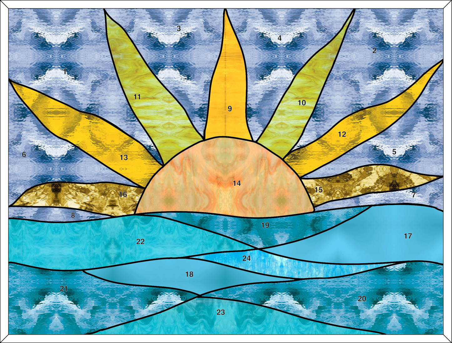 Simple Sunrise Stained Glass Pattern